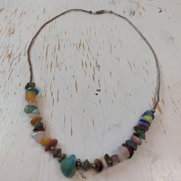 Multicolor Single Layer Stone Beads Necklace Jewelry Natural Accessory Boho - Picture 3 of 6